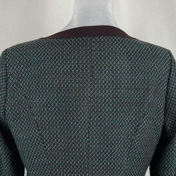 Bentley A. Teal Brown Woven Career Office Tie Closure Jacket Size M - Picture 5 of 12
